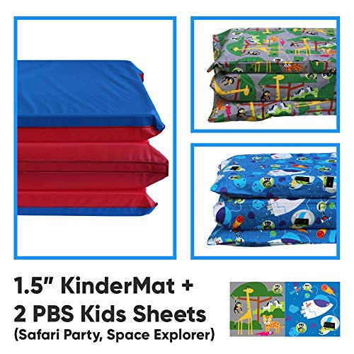 KinderMat 1.5" Thick + PBS Kids Adventure Kit - 2 Washable Covers - 47" x 22", Special Edition - Safari Party and Space Explorer - Value Bundle Great for Daycare & Family Households - color: Safari Party + Space Explorer Bundle 1.5 Inch