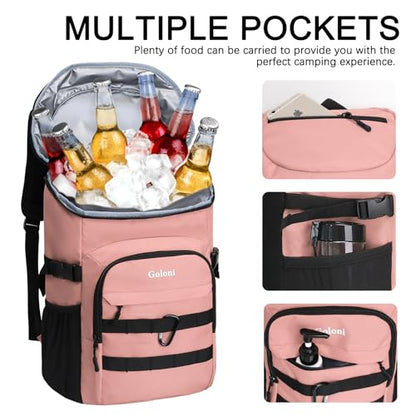 Cooler Backpack Insulated Leak Proof,Small Soft Coolers Bag for Men and Women Camping,Travel,Beach,Hiking,Picnic - color: Light Pink