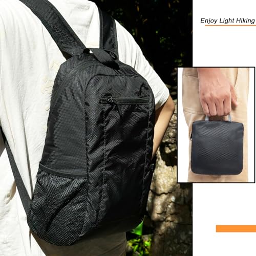 VPBAGE 15L Water-resistant Hiking Daypack, Small Backpack Travel Outdoor, Lightweight Day Pack with Tool Loops - color: Blinking Black