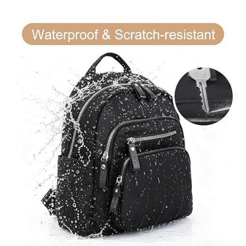Multi-Pocket Nylon Crossbody Bag for Women, Water Resistant Shoulder Bag with Adjustable Strap, Lightweight Messenger Purse for Travel & Daily Work, Model 9198, Black