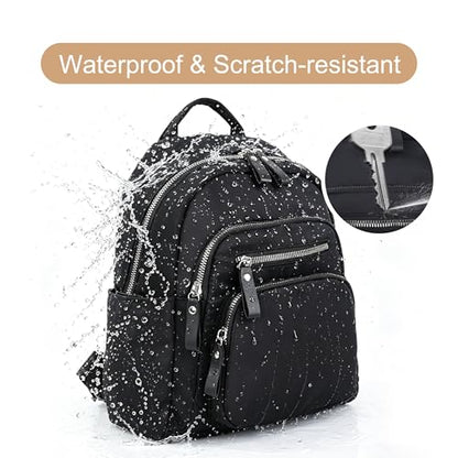 Multi-Pocket Nylon Crossbody Bag for Women, Water Resistant Shoulder Bag with Adjustable Strap, Lightweight Messenger Purse for Travel & Daily Work, Model 9198, Black