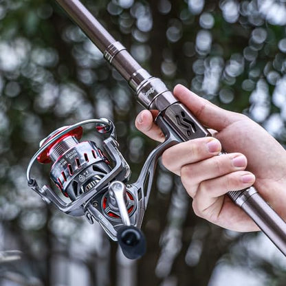 Sougayilang Fishing Rod and Reel Set Carbon Fiber Telescopic Fishing Rod 12+1BB Spinning Reel with Carry Case for Saltwater Freshwater - color: silver, size: 7.87 ft - 3000