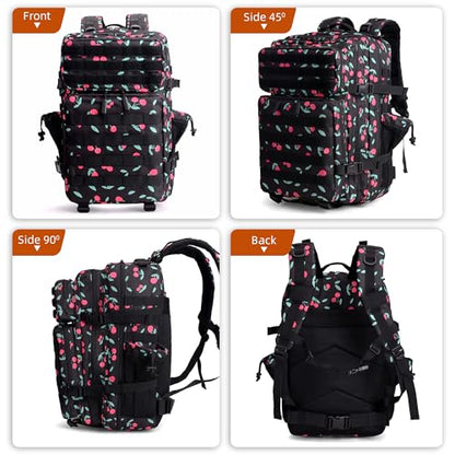 LUPU TACTICAL 45L Backpack for Men and Women 3 Days Assault Pack Outdoor Travel Hiking Camping Rucksack with Molle Webbing (Small Cherry)