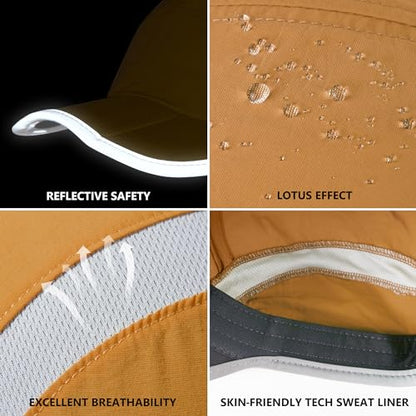 GADIEMKENSD Reflective Folding Outdoor Hat Unstructured Design UPF 50+ Sun Protection Sport Hats for Womens and Mens - color: Dark Goldenrod