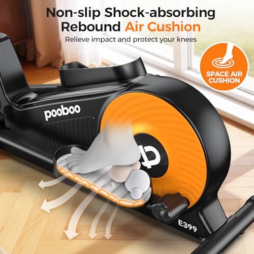 pooboo Elliptical Machine, Elliptical Exercise Machine with 16-Level Resistance&Quiet Magnetic Driving System, Elliptical Machine for Home with LCD Monitor - color: 16IN-Stride Orange