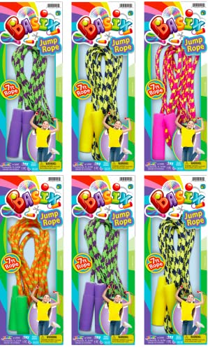 JA-RU 7ft Adjustable Jump Rope (Jump Rope) Nylon Braided Jump Ropes for Kids. Indoor & Outdoor Activities for Teens. Bulk Party Favor & Gymnastics Goodie Bag Stuffers. 1995 - style: 6 Pack