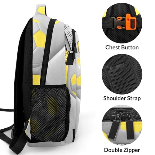 Sport Ball Athlete Player Soccer Yellow Primary Elementary School Bags Middle School Book Bags Dinosaur Bookbags for Preschool Child Grandson - color: Yellow