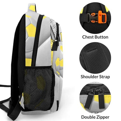 Sport Ball Athlete Player Soccer Yellow Primary Elementary School Bags Middle School Book Bags Dinosaur Bookbags for Preschool Child Grandson - color: Yellow