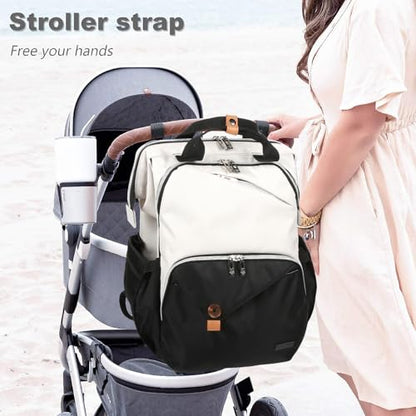Hap Tim Baby Diaper Bag for Boys Girls, Large Backpack Diaper Bags with Double Compartments, Baby Registry Search Shower Gifts Stuff Newborn Must Haves（7340-BH） - color: Khaki Black