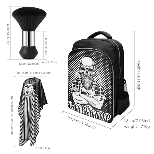 Barber Supplies Clippers Backpack for Hairdresser, with Barber Cape & Barber Brush, Large Travel Bag Zipper, Water Proof Barber Accessories of Professional Hair Cutting Tools Backpack - color: 3pcs White Set