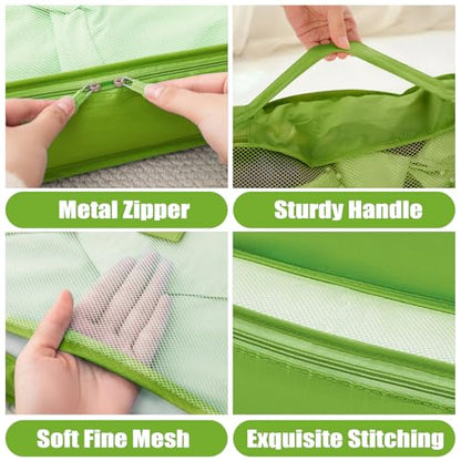 8 Set Packing Cubes for Travel Luggage Packing Bags Reusable Waterproof Suitcase Organizer Cubes Set with Shoe Bag and Toiletry Bag (Green) - color: Green
