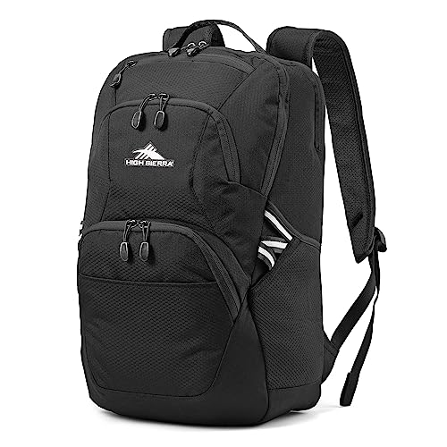 High Sierra Swoop Backpack with Laptop Pocket + Tablet Sleeve, Fits most 17” Laptops, 30L, Black - color: Black