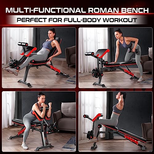 BODYRHYTHM Multifunctional Weight Bench with Leg Extension and Preacher Pad, Workout Bench for Decline Bench Press, Strength Training Bench for Full Body Workout, Flat & Incline & Decline bench,Weight Training Equipment.