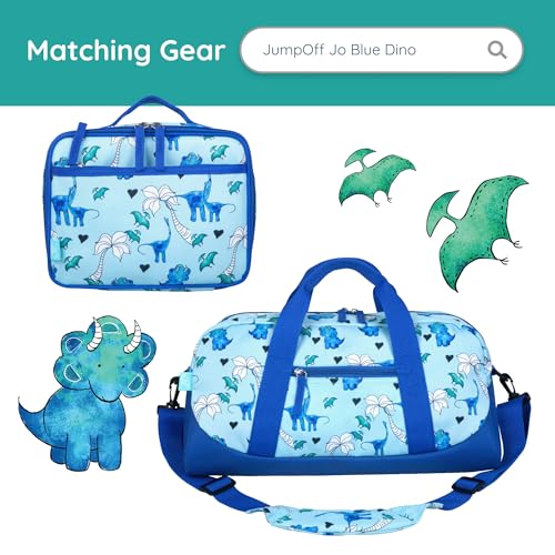 Wildkin JumpOff Jo 15-inch Kids Backpack – Durable, Adjustable, Ideal for School - Blue Dino - color: Blue Dino