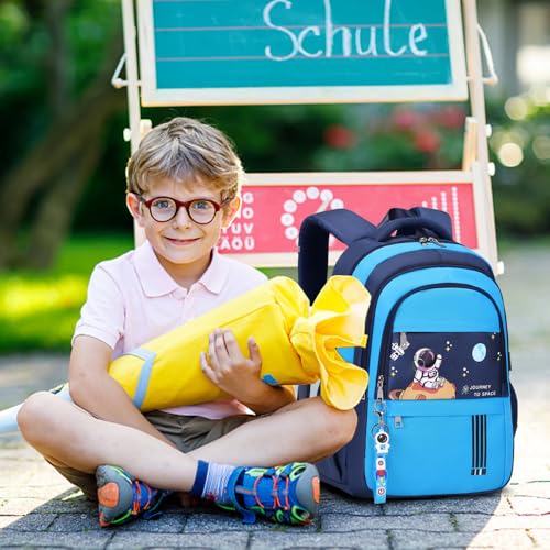 ACESAK Backpack for Boys - Boy Backpack Schoolbag for Boys Kids Teens Girls Elementary Middle School Bags, Waterproof Lightweight Kids Bookbag Backpacks Casual Daypack with Lunch Bag Set - color: Dark Blue