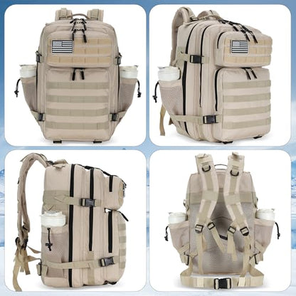 Lovelinks21 45L Tactical Assault Backpack 3 day assault pack with Molle Waterproof backpack Rucksack for Tactical Backpacks (Light Khaki) - color: Light Khaki