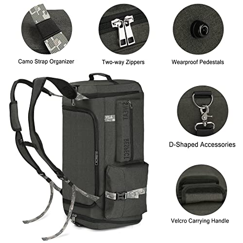 Gym Bags for Men Gym Duffle Bag Backpack 3-Way Sports Duffel Bags for Men with Shoe Compartment & Wet Pocket - color: gray