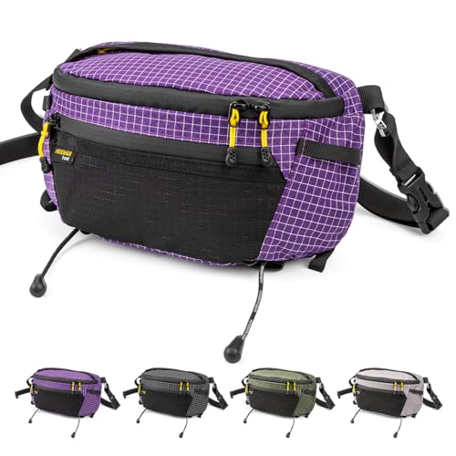 HIKEMAN Strap Pack Pouches for Backpack, Lightweight Phone Pocket, Large Capacity and Waterproof Fanny Pack Multi-functional Outdoor Bag for Hiking, Running, Travel, Cycling (Purple) - color: Purple