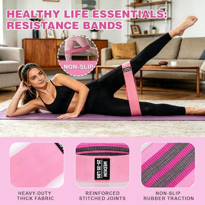 OKbulter Resistance Bands for Working Out, 3 Levels Exercise Bands Set for Legs, Hips, Strength Training, Pilates, Yoga and Rehab for Women & Men