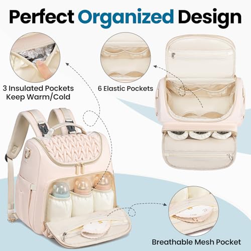 Tealari 4 in 1 Convertible Diaper Bag Backpack,Waterproof Baby Diaper Bag with Changing Pad,Converts into Baby Tote Bag,Diaper Backpack,Stroller Bag and Crossbody Diaper Bag - color: Beige