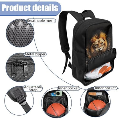 Basketball Backpack With Separate Ball Compartment And Shoes Fit Basketball Volleyball Football - color: Lion