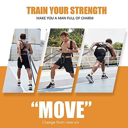 Sled Pulling Harness, Tire Pulling Harness with Pull Strap for Resistance Training, Adjustable Padded Shoulder Strap - color: 6.6FT