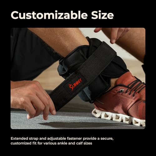 Sunny Health & Fitness Ankle Weights for Women, Men & Kids – Adjustable 1–5 lb Pair | Wrist, Arm & Leg Weights for Walking, Pilates, Yoga & Cardio - size: Adjustable 1-5 LB