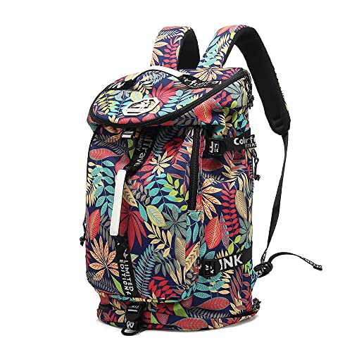 Kalesi Floral Gym Duffle Bag Backpack 4 ways for Women Waterproof with Shoes Compartment for travel Sport Hiking laptop Lightweight - color: Floral-bright
