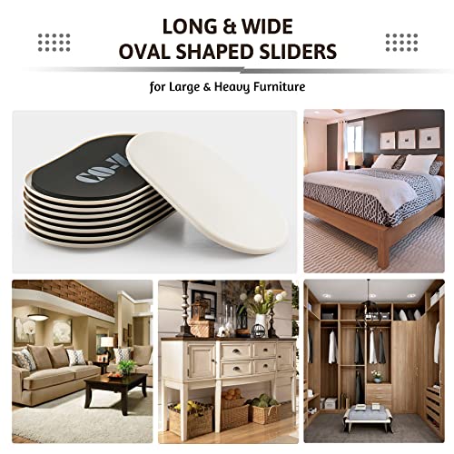 CO-Z Large Furniture Sliders - 8 Pack, 6" x 9 1/2" Oval Reusable Furniture Sliders for Carpet, Heavy-Duty Furniture Gliders Movers for Hardwood Floors, Plastic Moving Pads for Heavy Furniture - size: 9 1/2" Oval-8 Pack