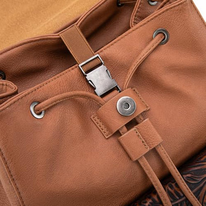 Montana West Wrangler Backpack Purse for Women Men Western Backpack Floral Tooled Travel Bags - color: Carve Brown