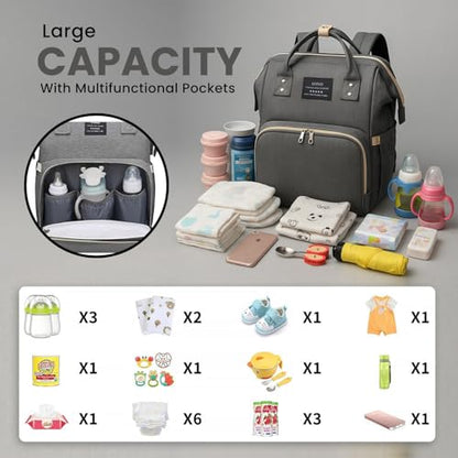 Multifunctional Baby Diaper Bag Backpack with Changing Station Baby Bag for Moms, Dads, Shower Gifts for Newborn Essentials (Diaper Bag Grey) - color: Diaper Bag Grey