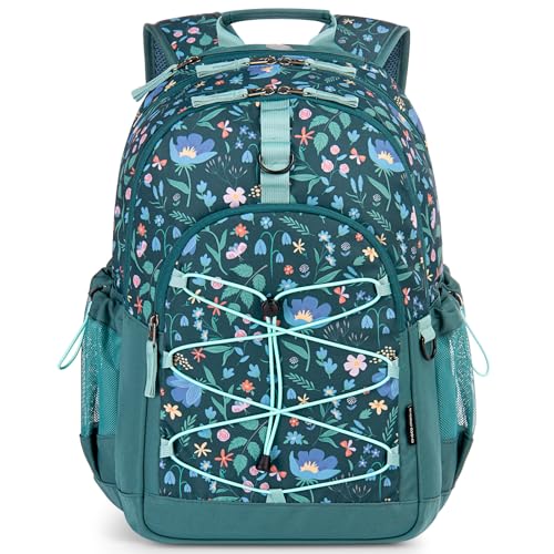 Choco Mocha Floral Backpack for Teen Girls, Travel School Backpack for Girls Middle School Large Bookbag 18 Inch, Green - color: Floral-green