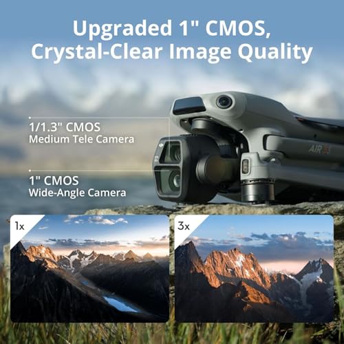 DJI Air 3S Fly More Combo (RC 2 Screen Remote Controller), Drone with 1" CMOS Wide-Angle & Medium Tele Camera for Adults, 4K/60fps, Omnidirectional Sensing & 3 Batteries for Extended Flight Time - style: Air 3S Fly More Combo (RC 2)
