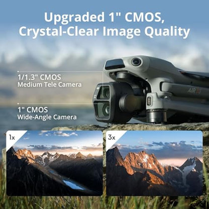 DJI Air 3S Fly More Combo (RC 2 Screen Remote Controller), Drone with 1" CMOS Wide-Angle & Medium Tele Camera for Adults, 4K/60fps, Omnidirectional Sensing & 3 Batteries for Extended Flight Time - style: Air 3S Fly More Combo (RC 2)