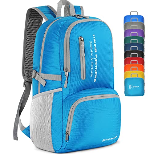ZOMAKE Lightweight Packable Backpack, 35L Light Foldable Hiking Backpacks Water Resistant Collapsible Daypack for Travel(Light Blue) - color: Light Blue