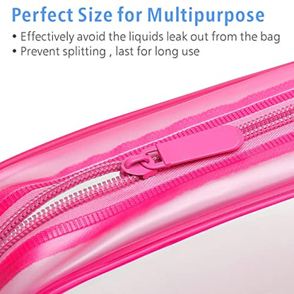 PACKISM Clear Makeup Bags - 3 Pack TSA Approved Clear Travel Bags for Toiletries, Carry on Toiletry Bag TSA Approved Toiletry Bag, Matte Rose Red - color: Y- Matte Rose Red, size: Medium Set (Standard)