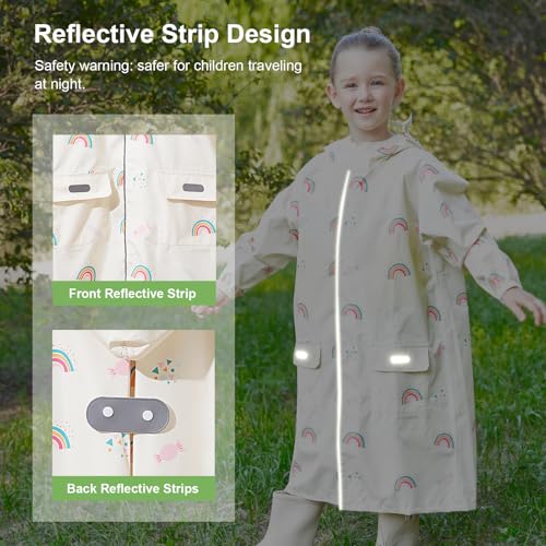 Toddler Kids Raincoat Boys Girls Rain Jacket Waterproof Rain Poncho Reusable Outwear Rainwear Rain Suit - color: Rainbow, size: 2-4T
