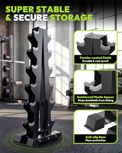 HANDBODE A-Frame Dumbbell Rack Heavy Duty Weight Stand for Dumbbells, Space-Saving Metal Storage Organizer, Sturdy Dumbbell Holder for Home Gym - style: 450 lb Set (20, 25, 30, 40, 50, 60 lb) *2 & Rack