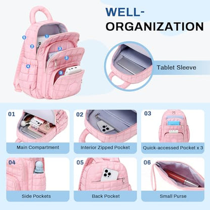 Sisipoet Mini Backpack for Women, 2pcs Small Backpack for Ladies Bookbag Purse for Women with Handy Wallet and Luggage Strap, Pink - color: Pink