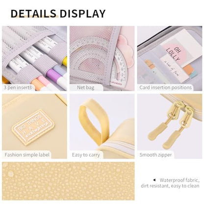 CICIMELON Durable Pen Pencil Case Big Storage Pen Pouch Bag for School Supplies College Teen Girls Adults, Beige - color: Beige