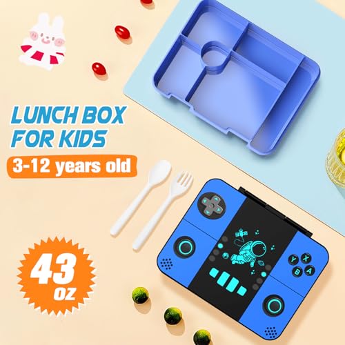 Bevalsa Backpack for Boys with 43OZ Bento Lunch Box,Insulated Lunch Bag & Pencial Case,Cool Luminous Gamer Schoolbag for Kids Teens Elementary Middle School,Bookbag Glow In The Dark - color: Blue Astronaut, style: Backpack With 43oz Bento Box