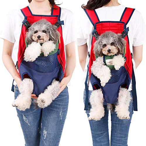 Lifeunion Legs Out Dog Carrier Backpack Hands-Free Adjustable Pet Travel Carrier for Small Medium Dogs Cats Motorcycle Hiking Walking (Green+Blue) - color: Green+Blue