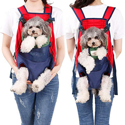 Lifeunion Legs Out Dog Carrier Backpack Hands-Free Adjustable Pet Travel Carrier for Small Medium Dogs Cats Motorcycle Hiking Walking (Green+Blue) - color: Green+Blue
