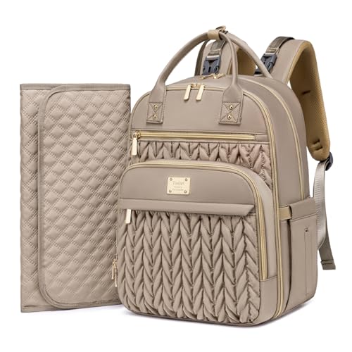 Tealari Diaper Bag Backpack,Stylish Baby Diaper Bag,Waterproof Travel Diaper Backpacks Baby Bags with Changing Pad,Stroller Straps,Insulated Pockets (Khaki) - color: Khaki