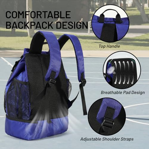 MIER Drawstring Basketball Backpack Soccer Bag with Shoe Compartment & Mesh Pocket Sports Gym String Backpack for Women Men, Lightweight