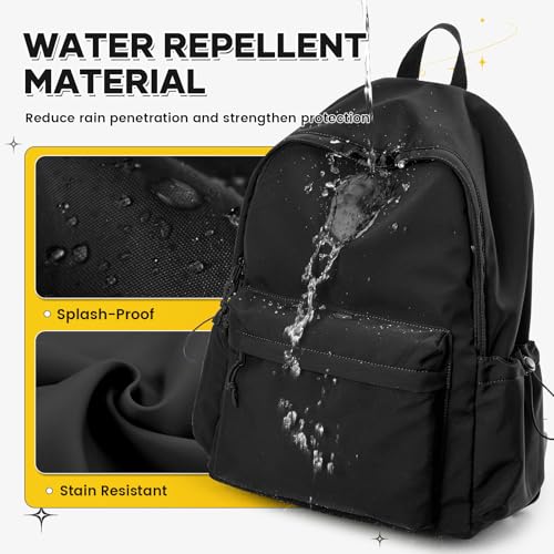 Classic Large Black Backpack For Women,Waterproof High School Bookbag,Lightweight Casual Travel Daypack,College Backpack Men,Middle School Bag For Girls Boys - color: A8-black