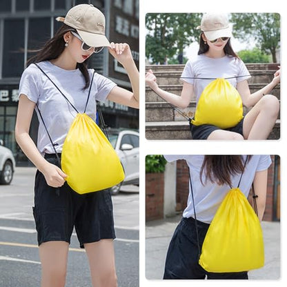 Drawstring Backpack 12PCS Bulk String Backpack Drawstring Bags Sport Gym Cinch Bag Nylon String Bag for Women Men (Yellow 12PCS) - color: Yellow 12pcs