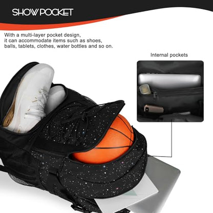 Goloni 40L Basketball Bag,Large Basketball Backpack with Ball Compartment & Shoe Compartment,Backpack for Soccer,Volleyball - color: Starry Sky Black