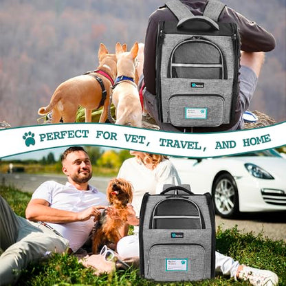 PetAmi Dog Backpack Carrier for Small Medium Dogs Large Cats up to 18 lbs, 2 Side Entry, Structured No-Collapse Frame, Airline Approved Ventilated Pet Backpack for Hiking Camping Travel, Grey - color: Heather Gray