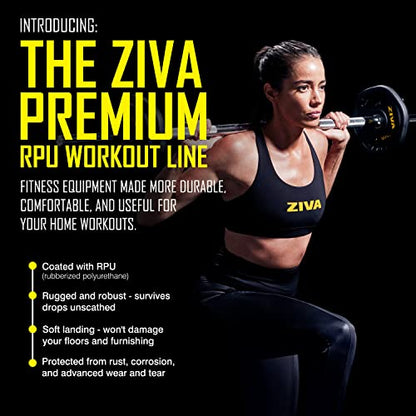 ZIVA 35lb Studio Barbell Weight Set – Adjustable Home Gym Kit with Standard Rubber Urethane Plates, 5' Chrome Bar (1.18" diam) & Collars | Extra Plates Not Included - size: Pair - 2.5lb Discs